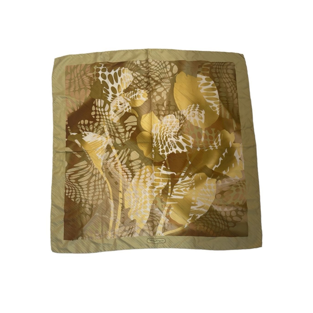 Women's Salvatore Ferragamo Scarf Green/Yellow Square 86CM